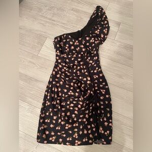 Self-Portrait Black Dress with Pink Floral Design